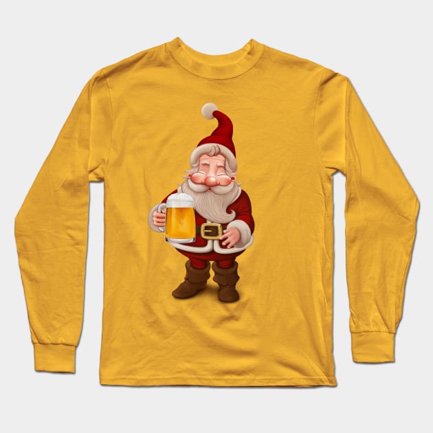 Santa Claus drinking beer Long Sleeve T-Shirt by JORDYGRAPH